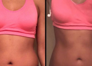 Slečna ukazuje svůj fígl na to, aby její břicho vypadalo značně hubenější. Koukejte, jak to dělá!