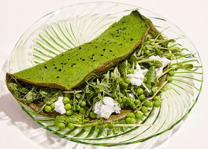 Hrášková omeleta s kozím sýrem