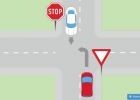 Projede křižovatkou jako první bílé, nebo červené auto? Určete, kdo má přednost