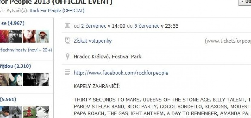 Použil jsi někdy pozvání přátel na Facebooku? Tak to zkus na Rock for People a užij si pořádnou jízdu!