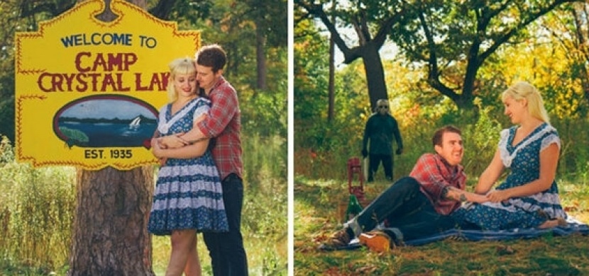 Snoubenci nafotili děsivé zásnubní fotky: Inspirovali se kultovním hororem Pátek třináctého