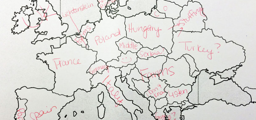 Jak znají Američané Evropu. Studenti dostali za úkol popsat slepou mapu, Česko nepoznal skoro nikdo z nich