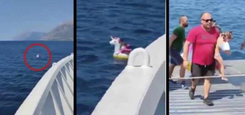 Nafukovací jednorožec odnesl 5letou holčičku z řeckého pobřeží na širé moře. Zachránil ji kapitán trajektu